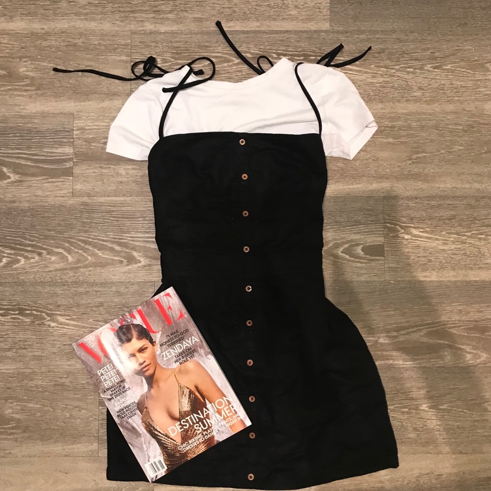 Tie-Shoulder Open Back Black Mini